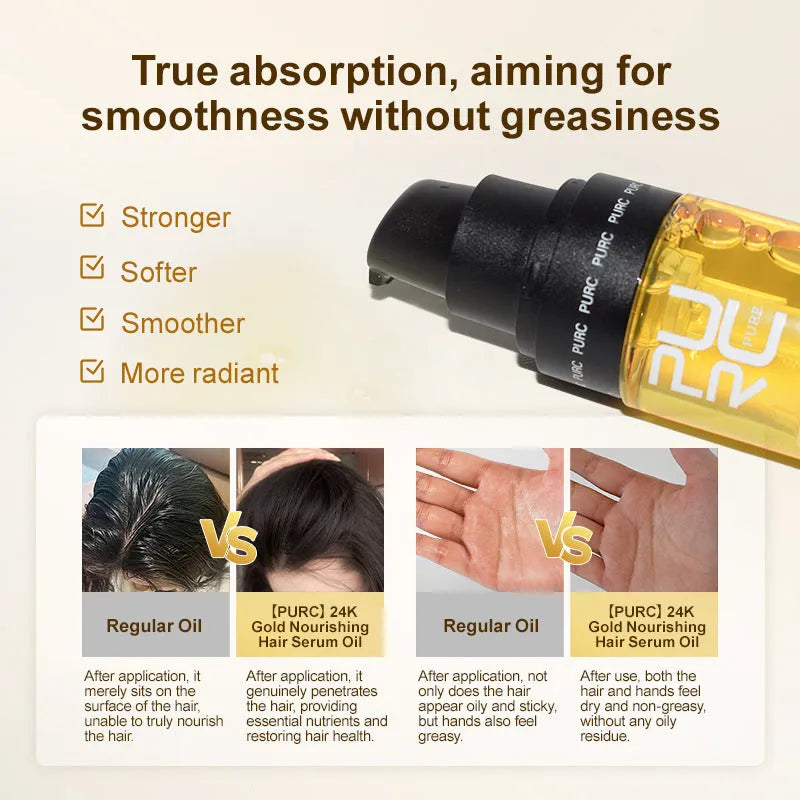 50ml yellow essential hair oil bottle for curly hair repair and scalp care