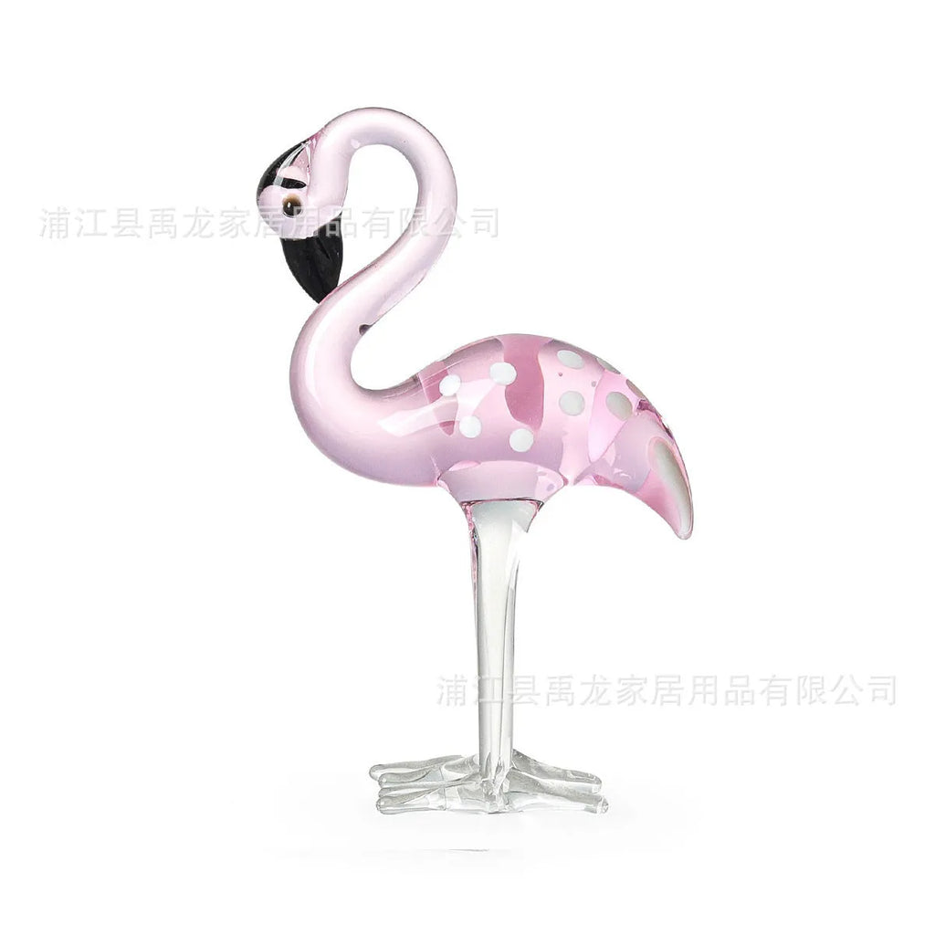 Pink crystal flamingo decorative prop for modern home table or shelf display.
