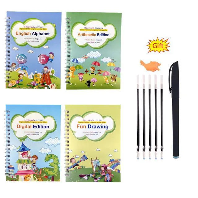 Magic calligraphy copybooks with three-dimensional slot design for children's handwriting practice