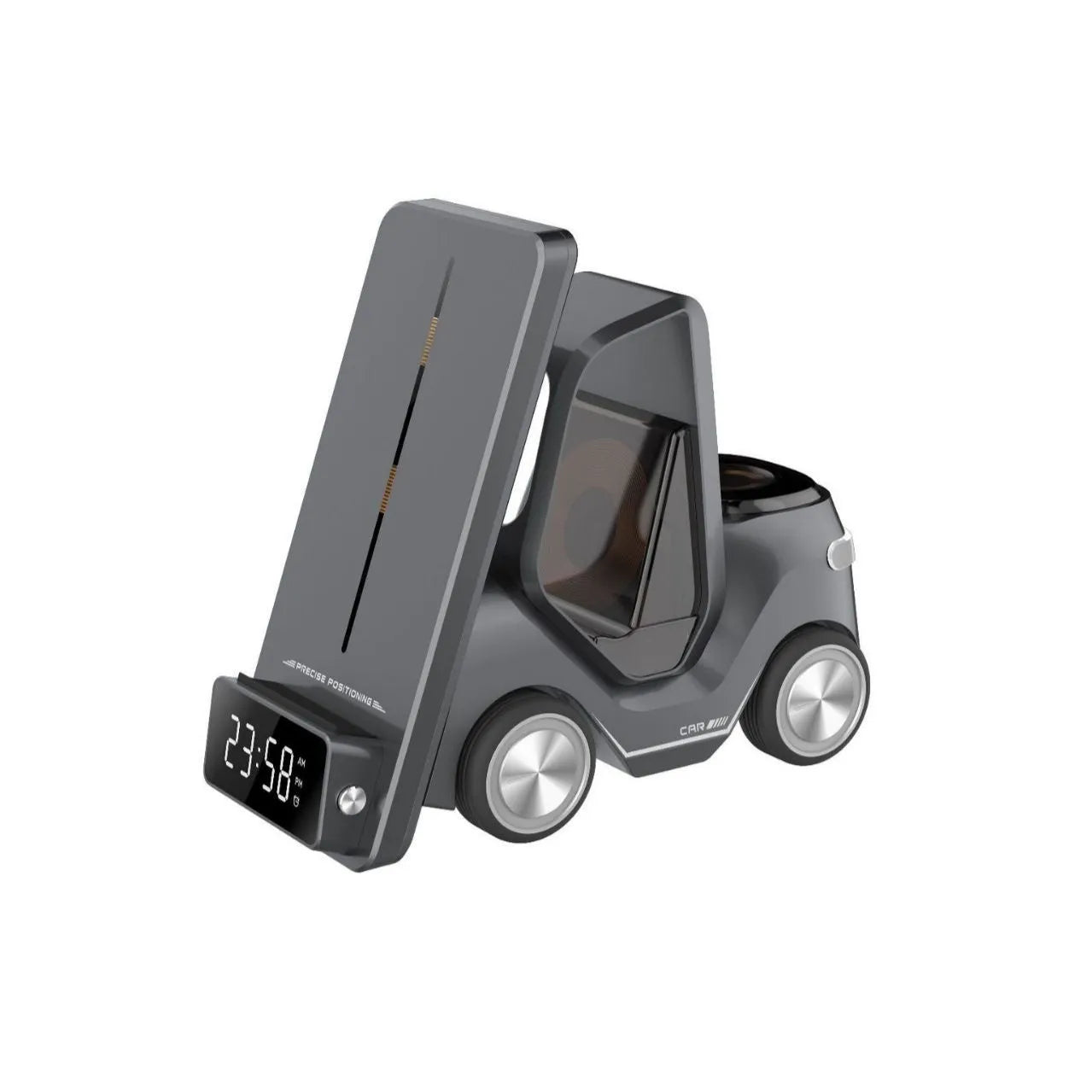 15W three-in-one wireless fast charging bracket in grey, orange, white, or yellow colour