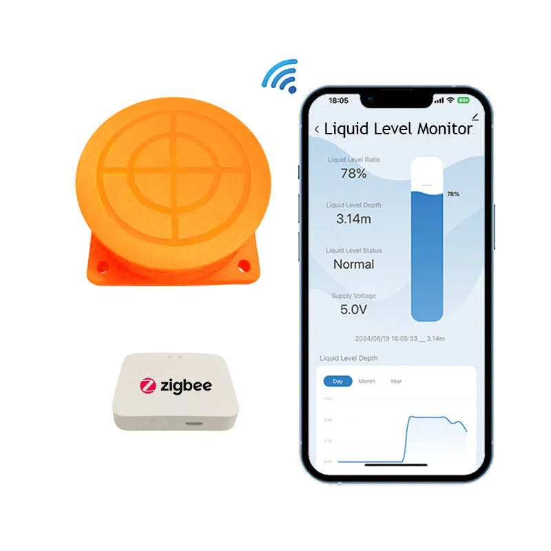 Moray ME201W wireless fluid level monitor for water and fuel tanks with mobile app display