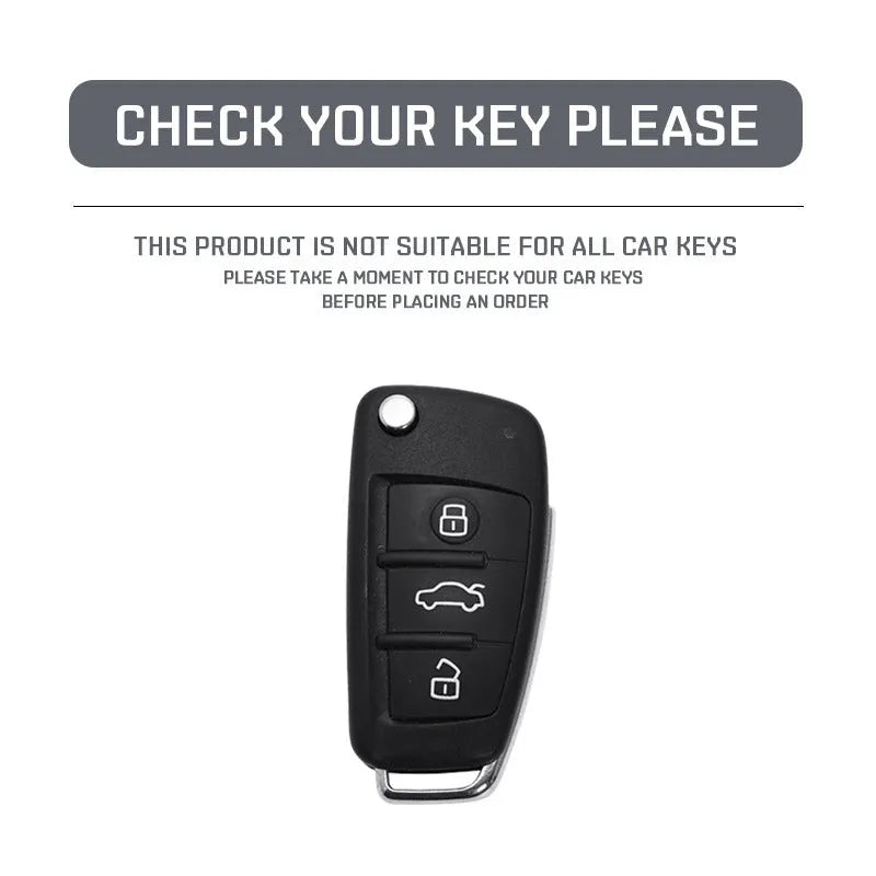 Carbon fibre pattern car key cover in black and white options with minimalist design