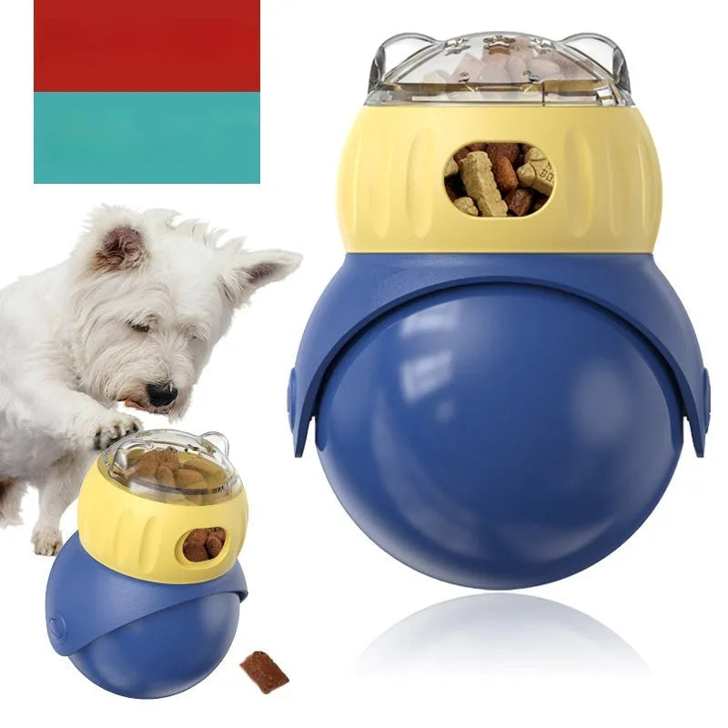 Owl-shaped plastic puzzle feeder toy for cats in Morandi yellow and blue colours