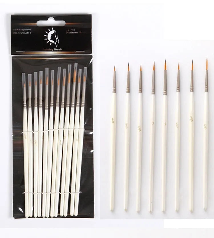 Set of 12 fluorescent brush-tip art markers in a solid wood pen holder for watercolour and acrylic painting.