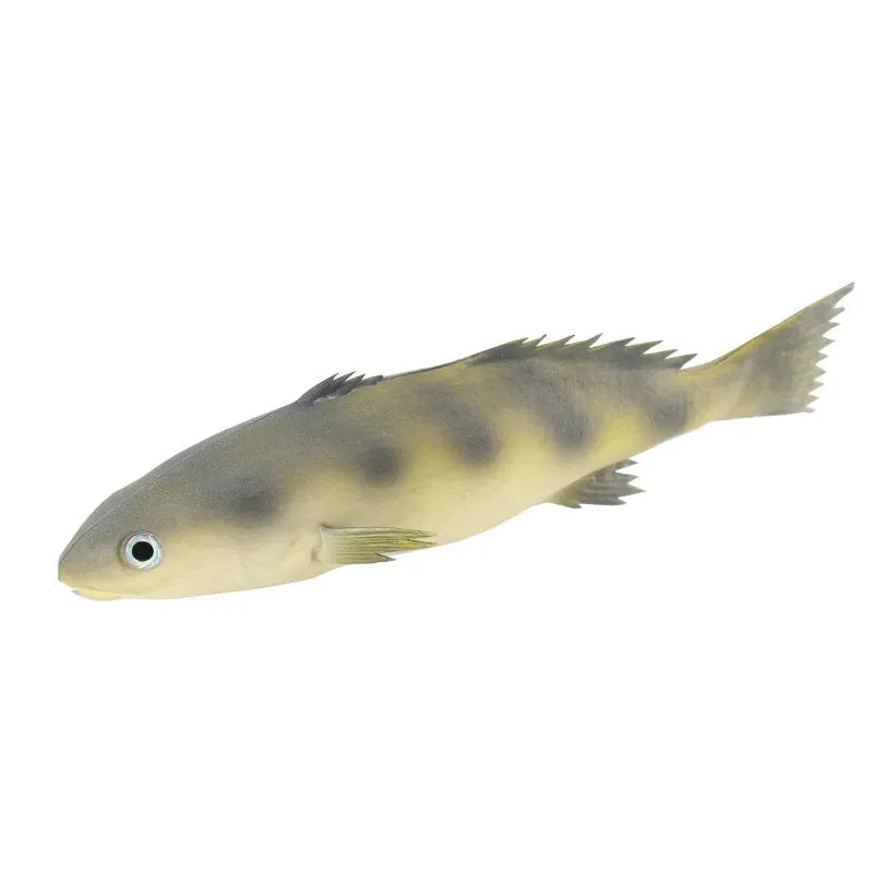 PU simulated fish ocean animal model toys including yellow-fin tuna, flower fish, and yellow croaker ornaments