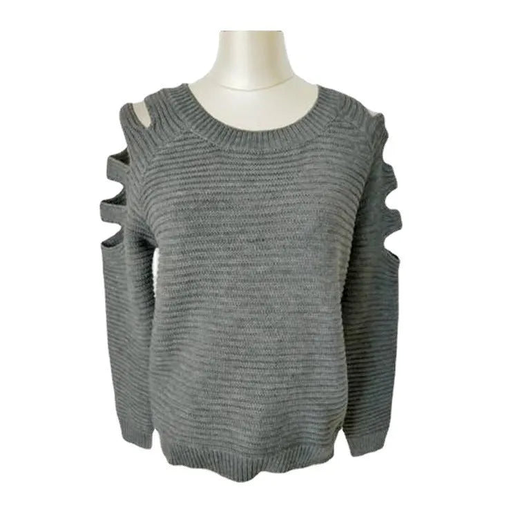 Women's white cotton rabbit fur crochet pullover shirt with hollow-out design and round neck