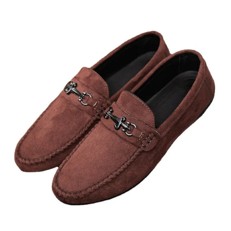 Men's waterproof slip-on loafers in black and brown with round toe and low heel