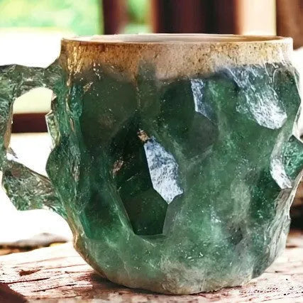 Resin mineral crystal coffee mug with handle in Volcano Red colour, 400ml capacity