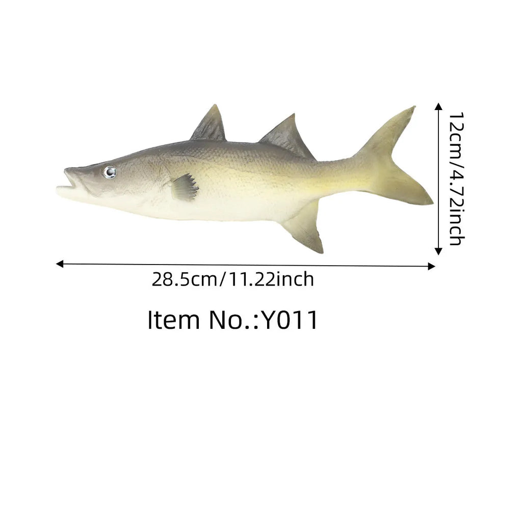 PU simulated fish ocean animal model toys including yellow-fin tuna, flower fish, and yellow croaker ornaments