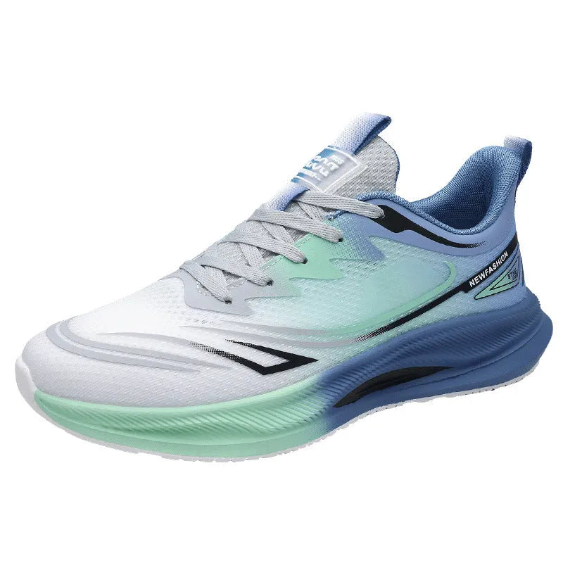 Men's low-top casual shoes in gray-green with mesh upper and rubber sole