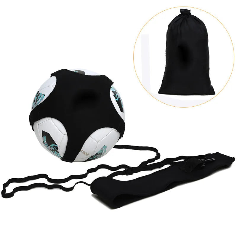 Black football juggling belt with 2 metre length for solo training practice