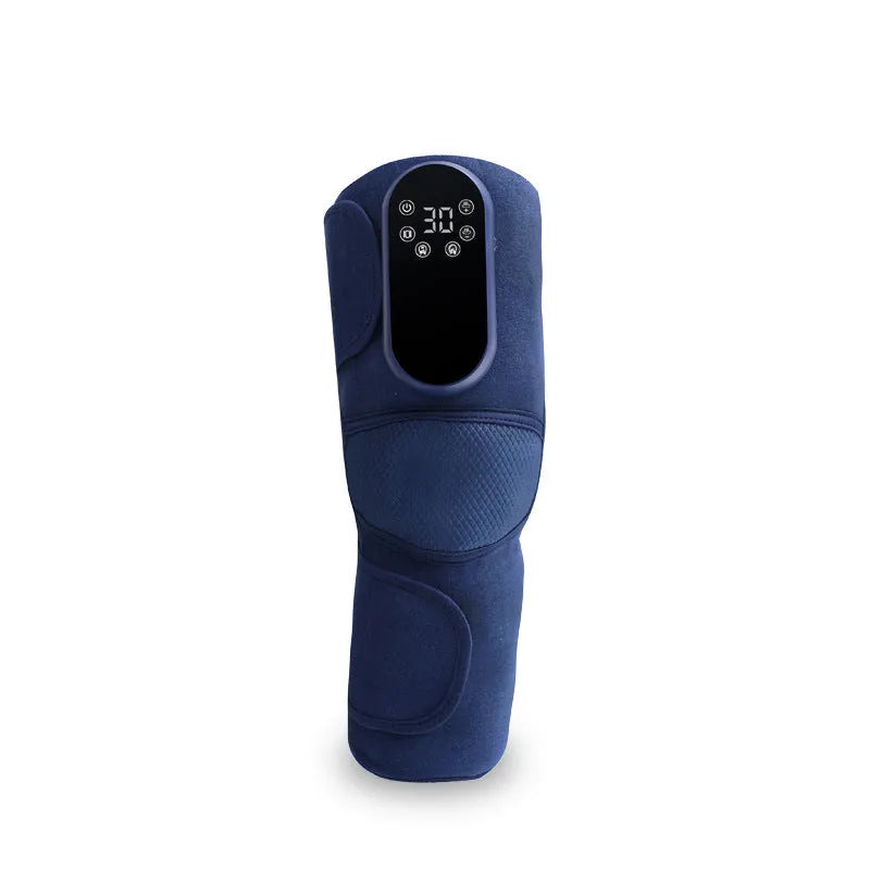 Airbag Blue self-heating knee massager with vibration and air pressure compression functions.