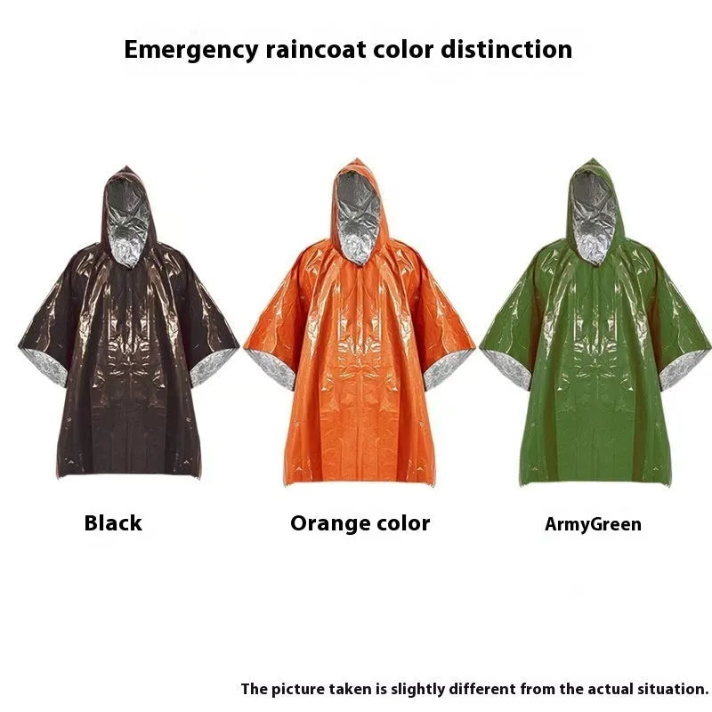 Marathon Wild waterproof raincoat in orange or army green, showing hood and full-length design.