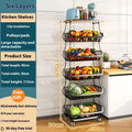 Black six layer foldable kitchen storage rack floor trolley unit