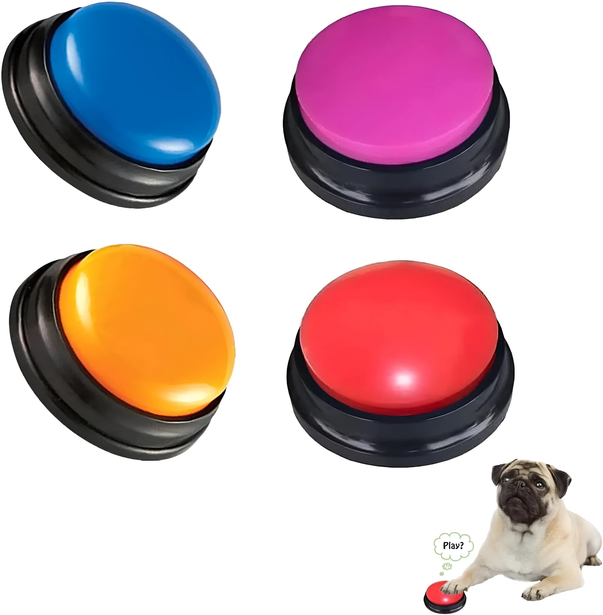Voice recording button for pet training in multiple colour options with record and playback functions