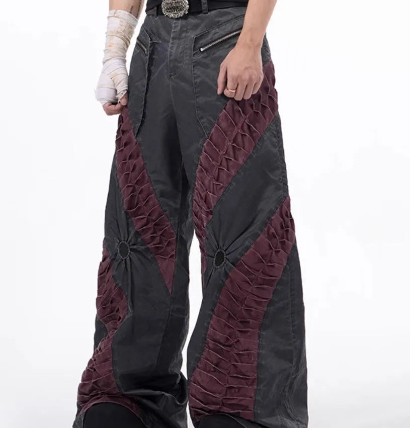 Retro three-dimensional keel casual sports pants in viscose rayon fabric, shown in gray colour with straight hem.