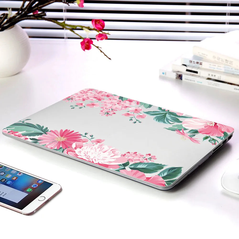 Plastic laptop protective shell with partial floral pattern for Apple MacBook 11-inch Air and 12-inch Retina
