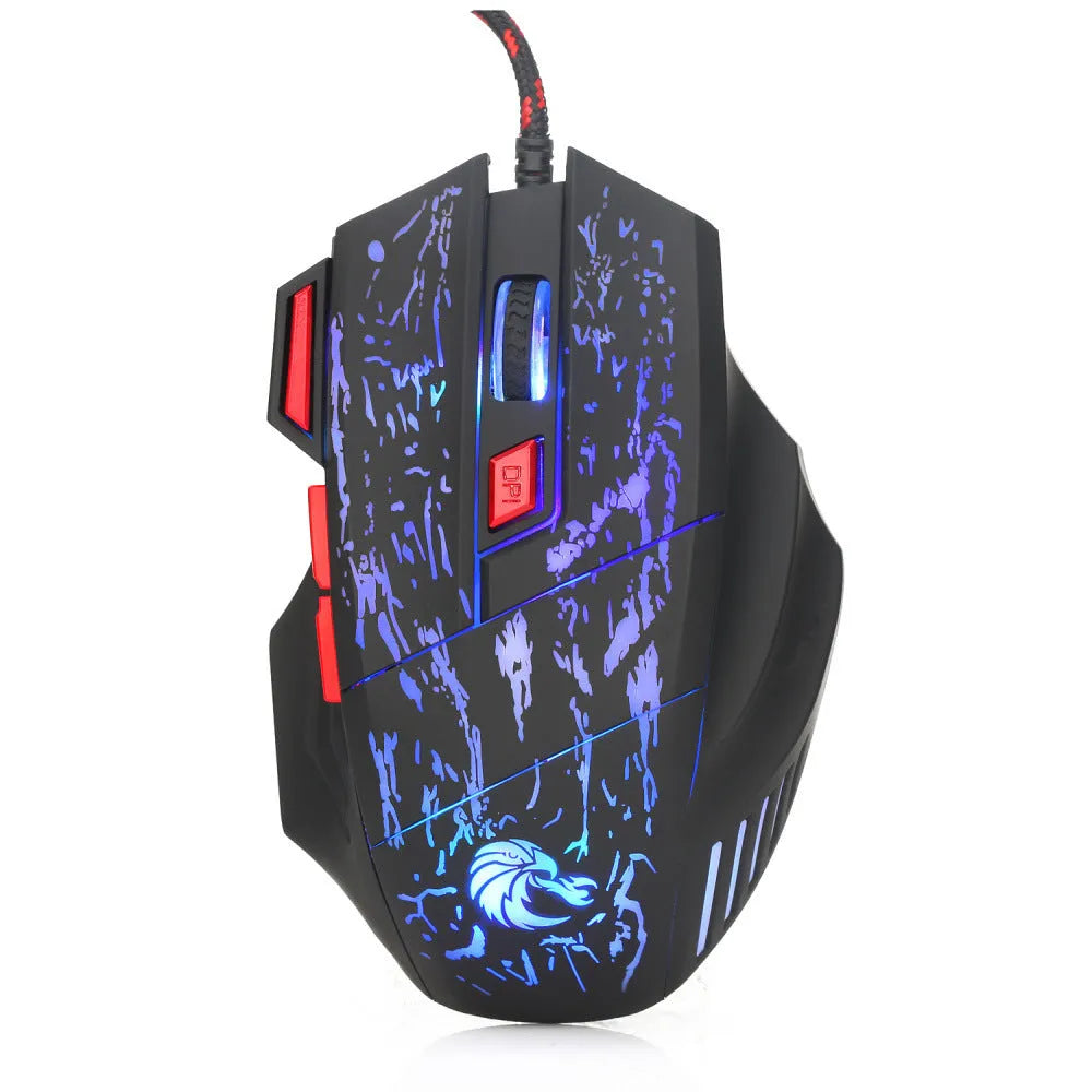 Water Crack H300BK black gaming mouse with colourful luminous lighting and 1.5 metre USB cable