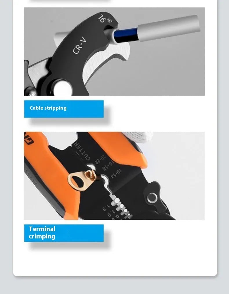 Automatic wire stripping pliers for electrical work with high carbon steel blades