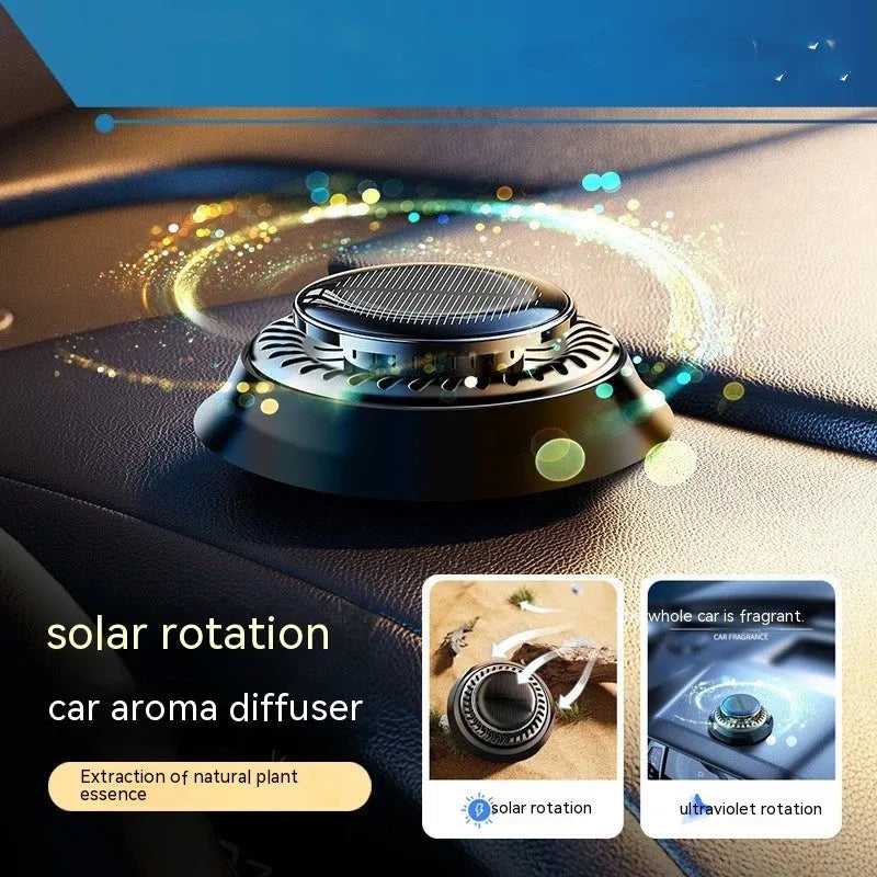 Solar electromagnetic de-icing car aromatherapy device with simple plastic design