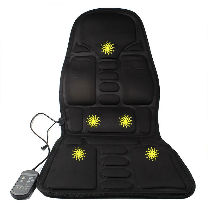 Black heating massage mat with infrared physiotherapy and variable speed controls
