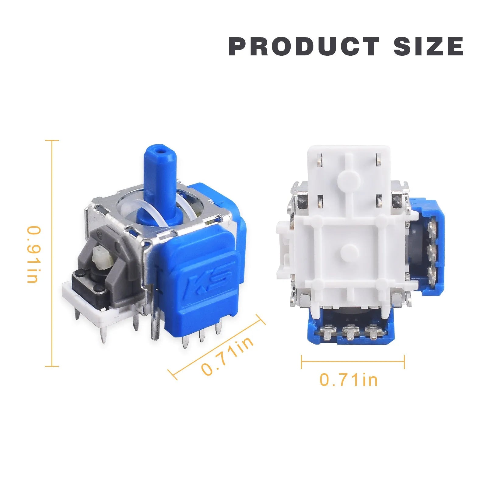 Single PS5-compatible Hall effect magnetic analogue joystick replacement component on a white background.