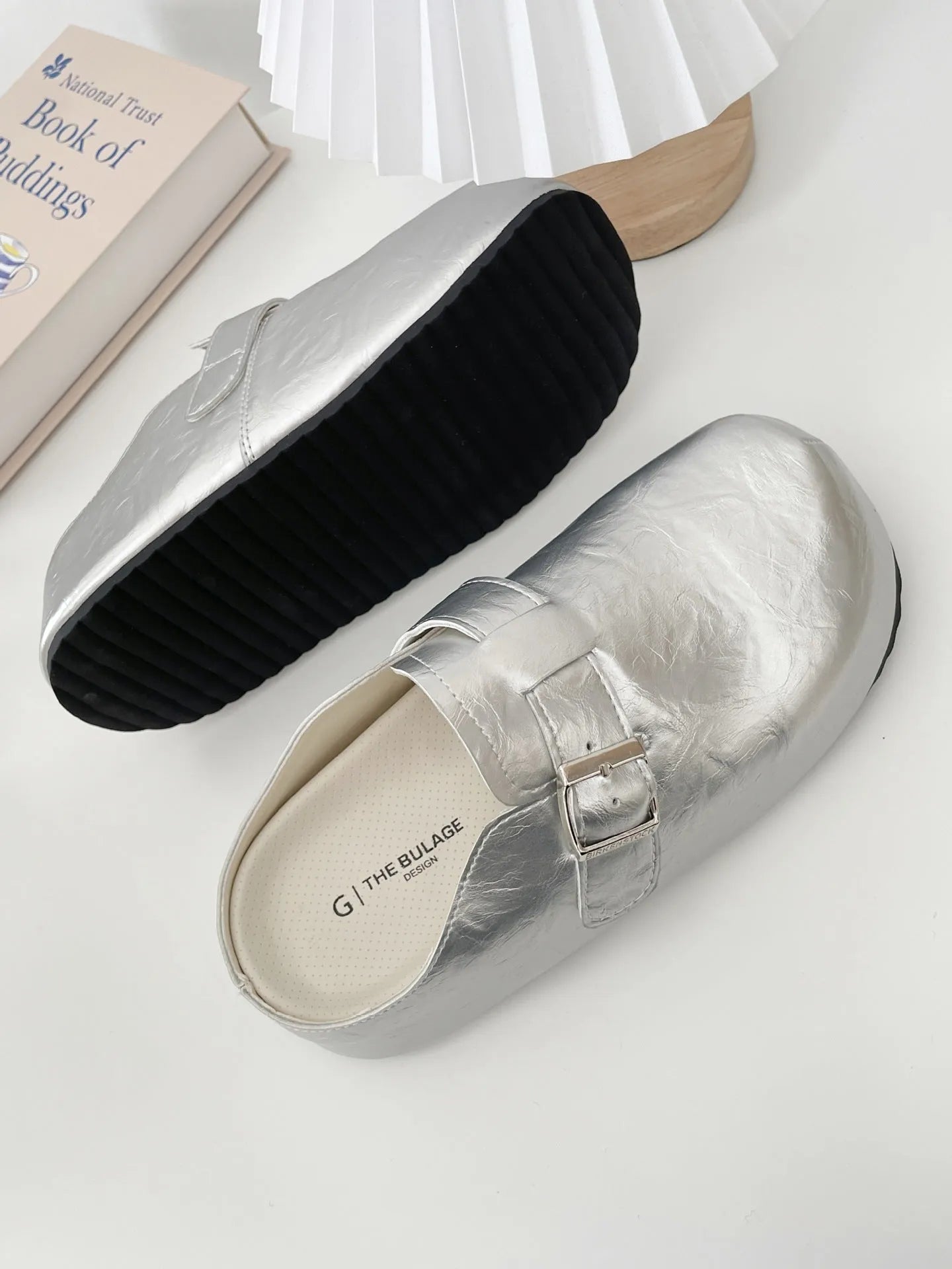 Flat buckle casual sneakers with round toe and PU leather upper in multiple colour options
