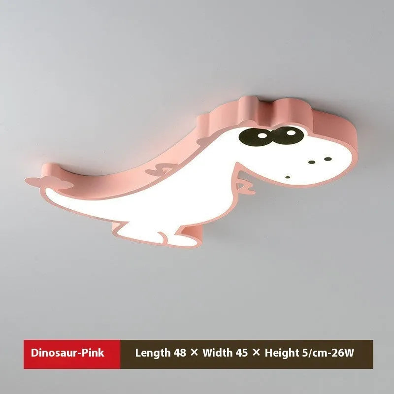 Cartoon dinosaur ceiling light with aluminium construction and PVC shade in 48cm diameter