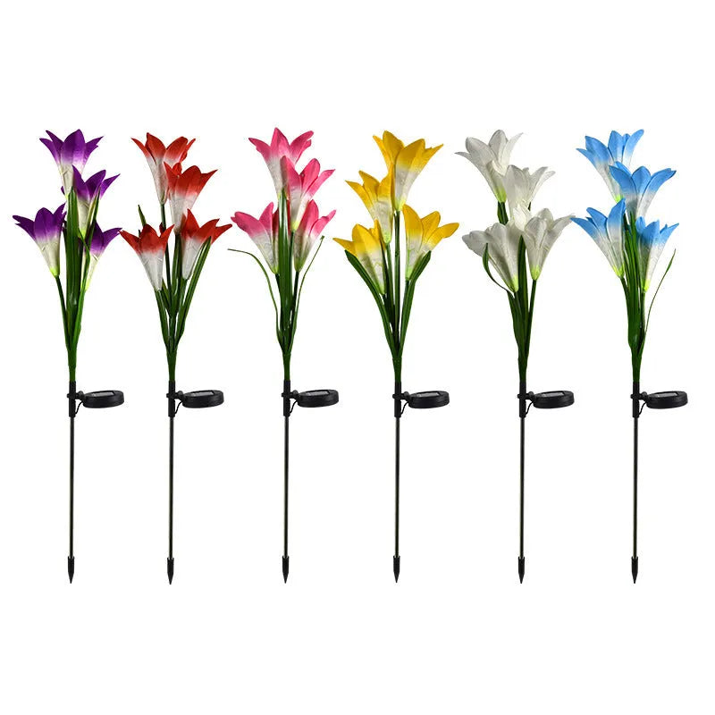 Solar-powered flower-shaped outdoor lantern with decorative lighting for gardens