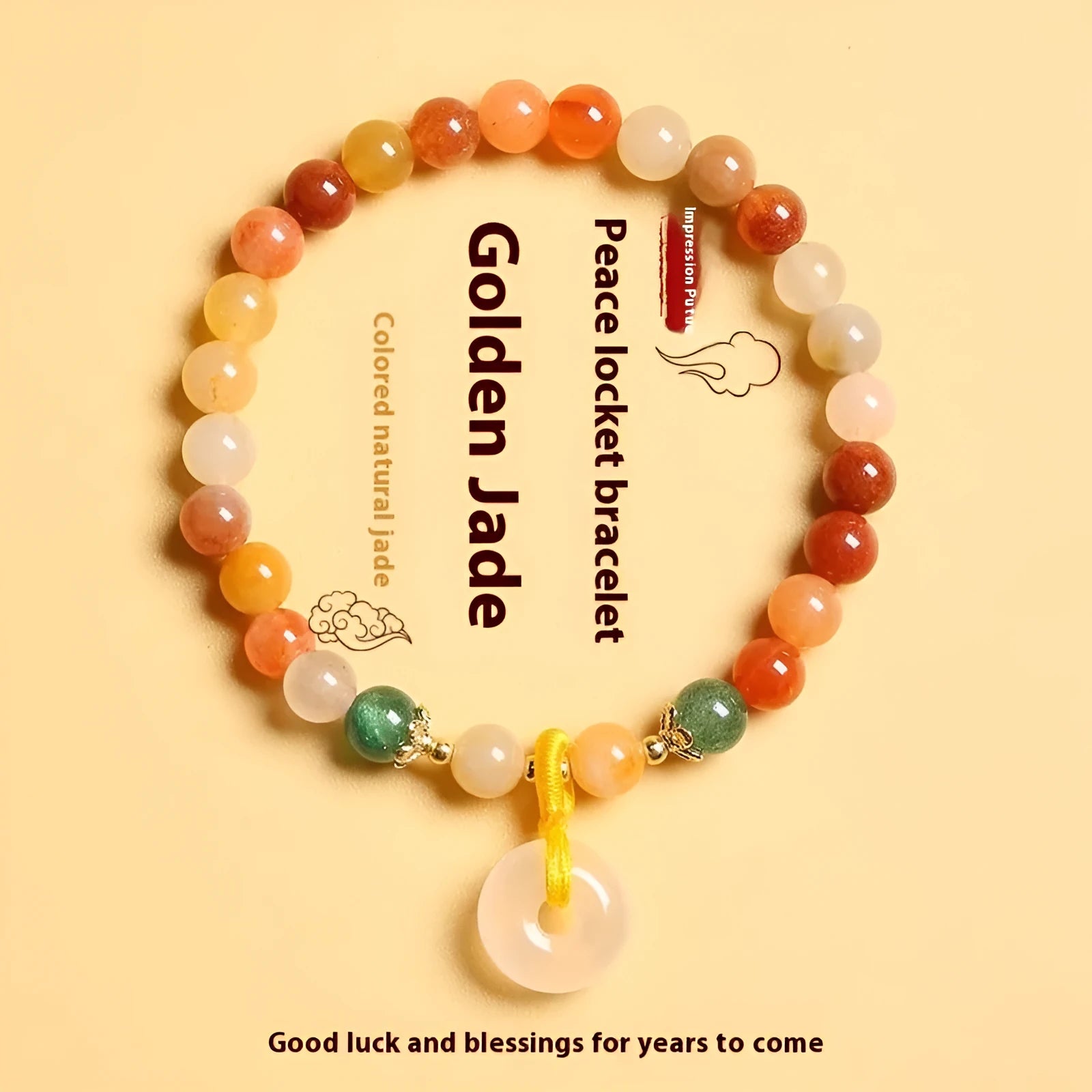 Handmade Chinese style agate and strawberry quartz safety buckle bracelet with 6mm beads