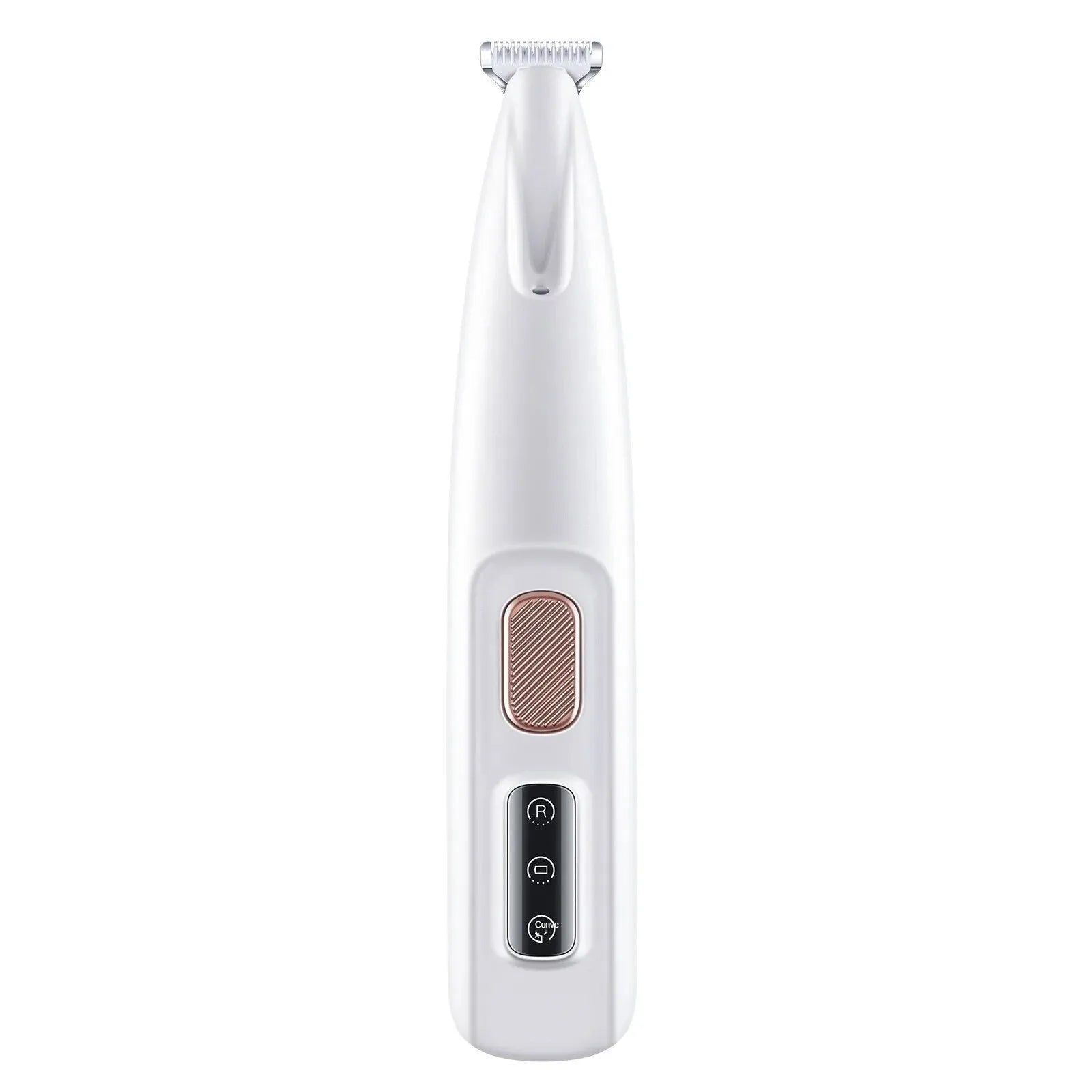 White dog paw trimmer with LED light and 18mm blade for quiet grooming