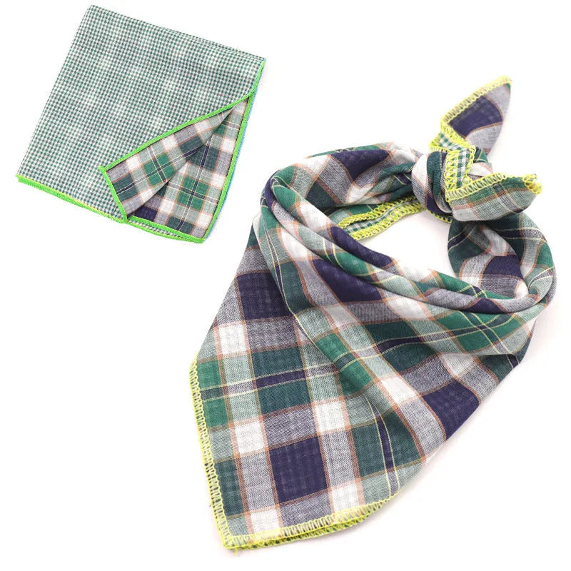 Plaid double sided cotton pet scarf 45x45cm for small dogs and cats