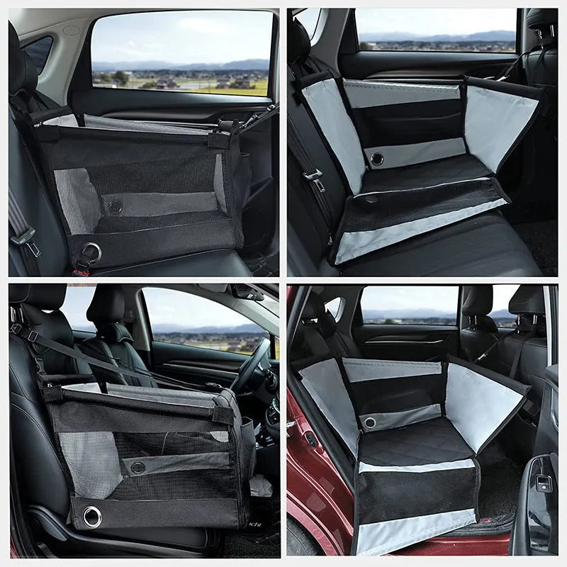 Black Oxford cloth dog travel crate 49x49x38cm collapsible car pet box