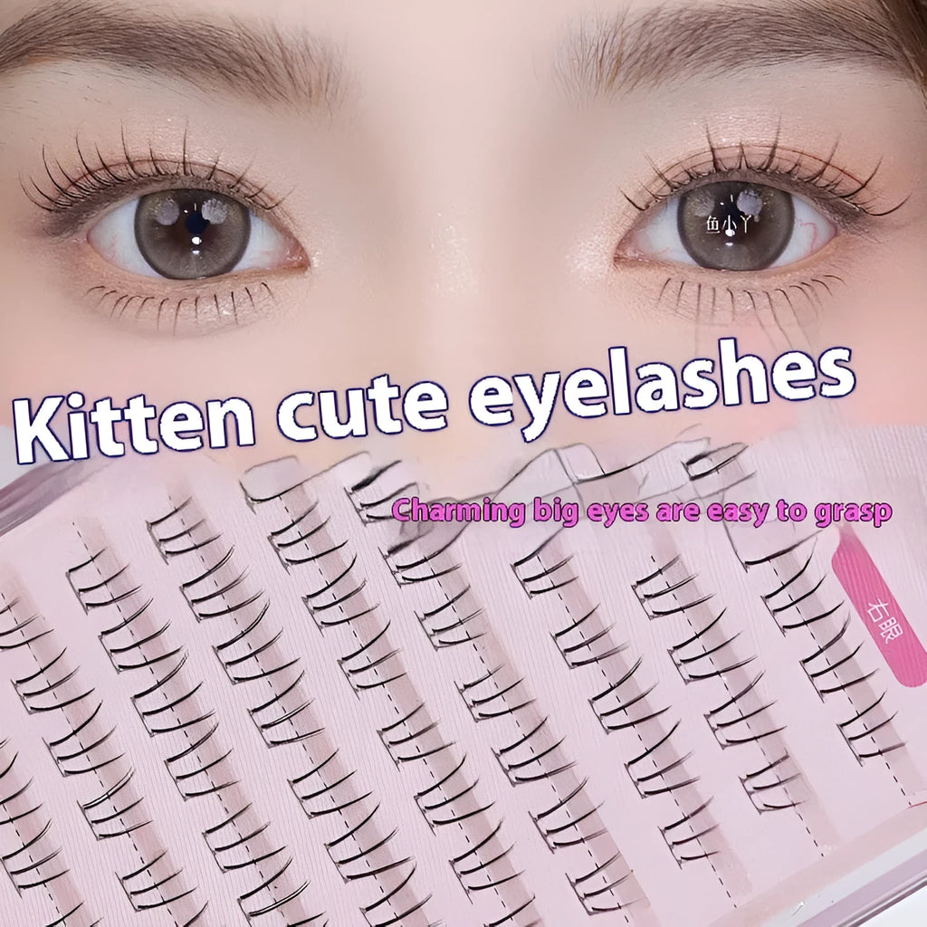 Kitten's paw lower false eyelashes with segmented sheer root and natural long pointed tail style