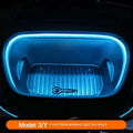 Tesla Model 3 Model Y front standby box ambient lighting kit showing soft silicone light bar