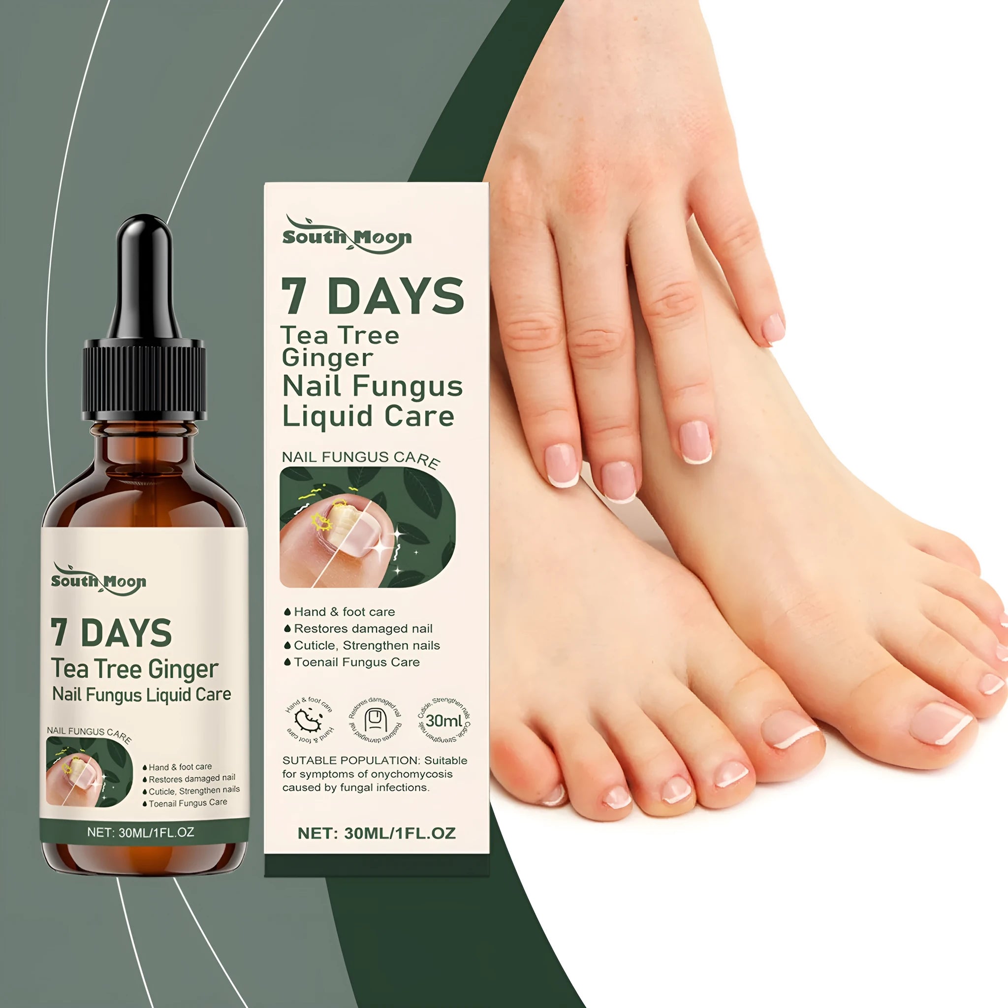 30ml bottle of mild nail care solution for daily brightening and nourishment