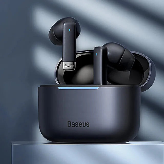 Pearl White and Obsidian Black true wireless earbuds with active noise cancellation and a charging case.