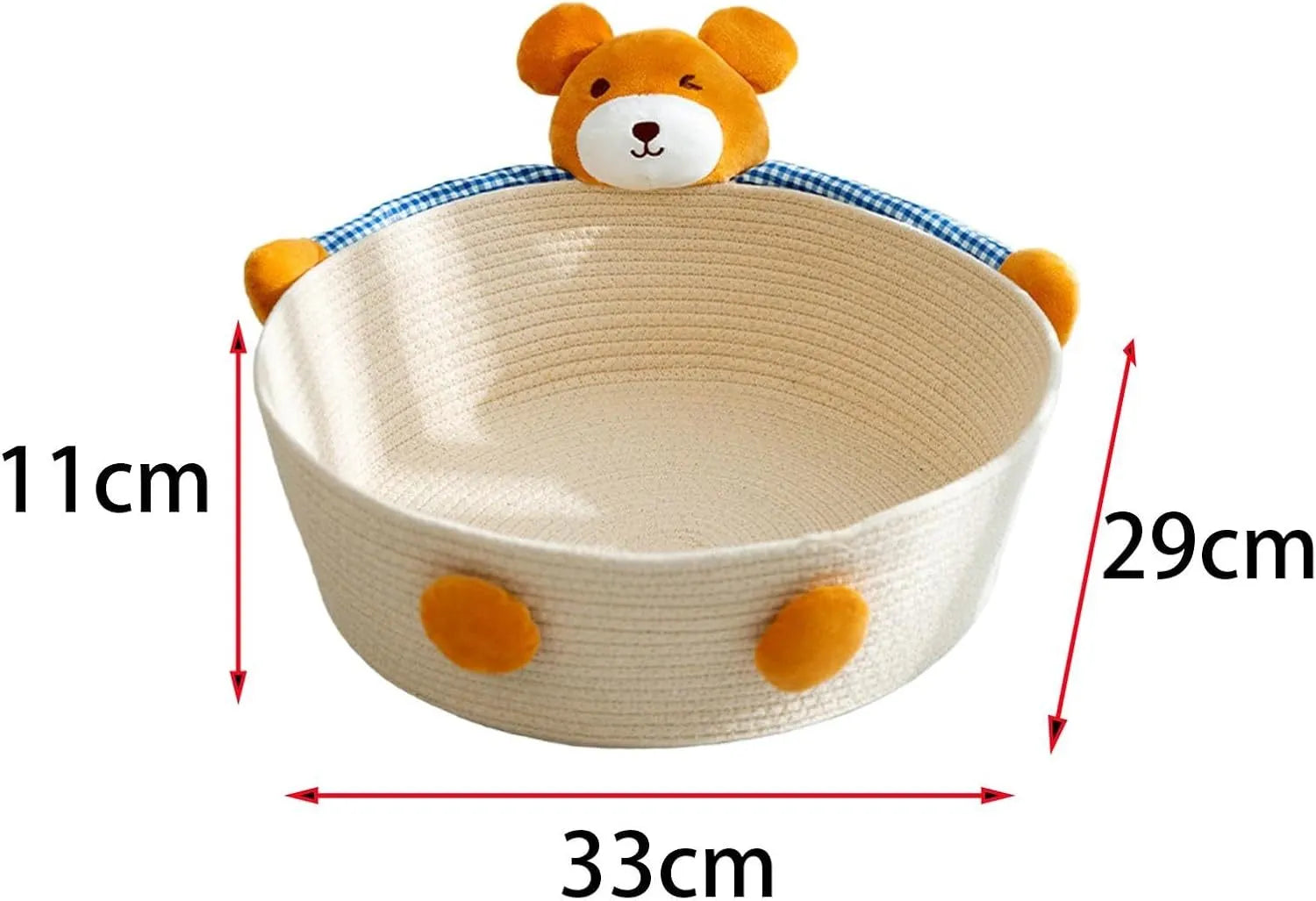 Woven cotton rope cat bed with integrated scratching surface in basket design