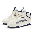 Children's street sneakers with buckle fastening, rubber soles, and letter pattern in beige green colour