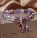 Purple natural amethyst crystal bracelet for women with micro inlay construction.