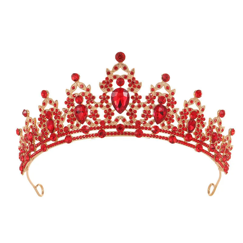 Baroque style bridal crown headdress in alloy with sparkling rhinestones on a silver or KC gold base.
