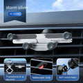 Aluminium alloy car phone holder mounted on vehicle air vent in black finish