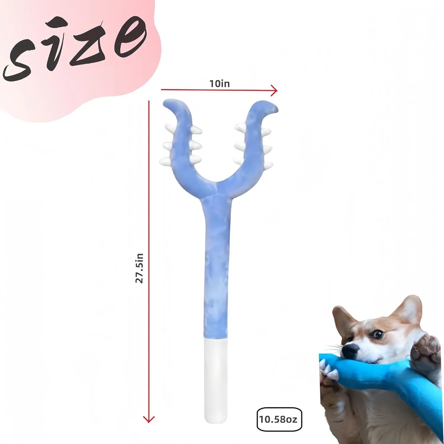 70cm blue plush cat wand toy with foam-filled tip for interactive indoor pet play