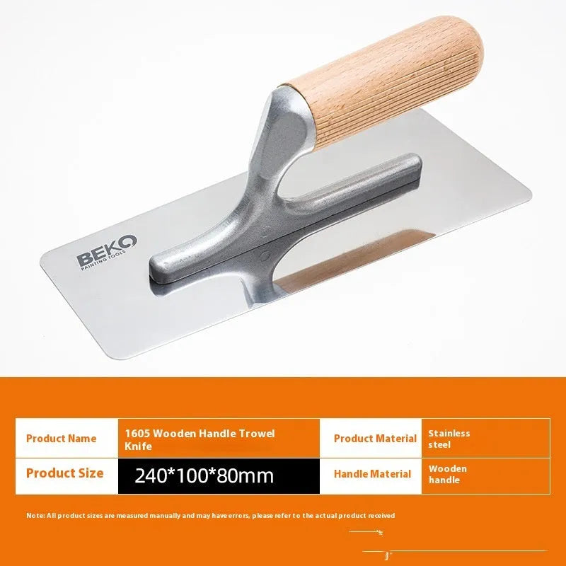 Stainless steel blade putty scraper with wooden handle in three size options