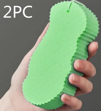 3D white bath sponge with fish scale pattern for gentle body exfoliation.