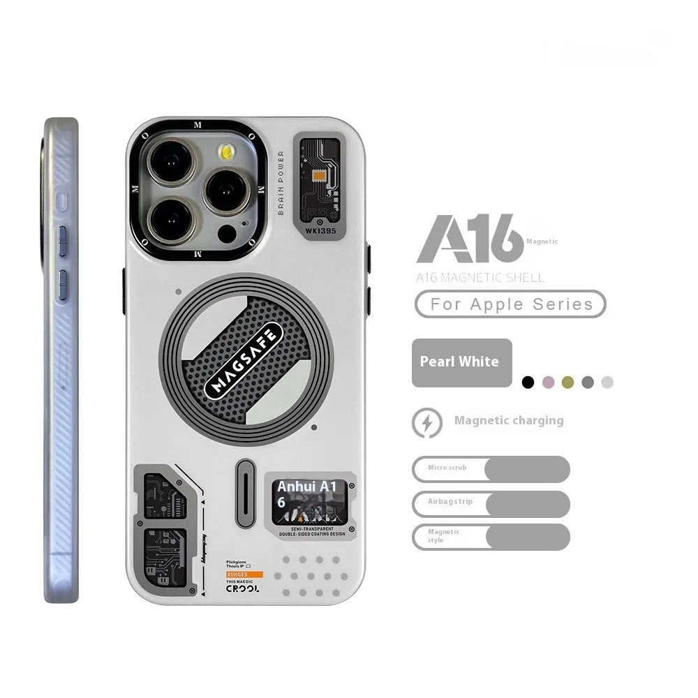 Frosted magnetic suction drop-resistant phone case for iPhone in Knight Black with all-inclusive design