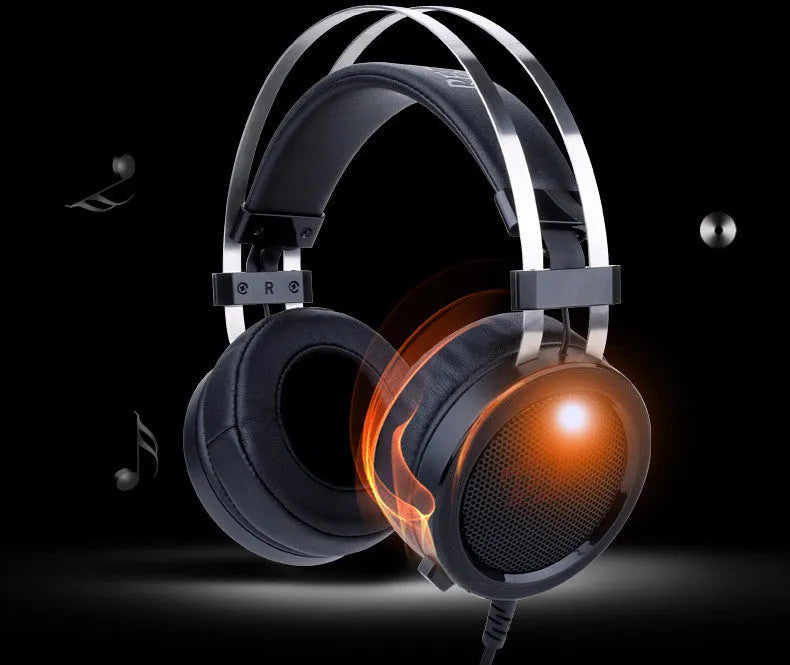 Black wired computer gaming headset with 2-metre cable and 3.5mm audio connector
