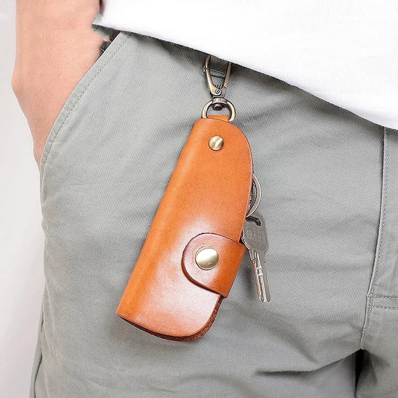 Genuine leather handmade car key case with multifunctional door storage in four colour options