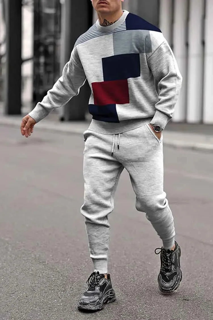 Men's casual suit printed sportswear set with polyester jacket and trousers in G5Z503 colour