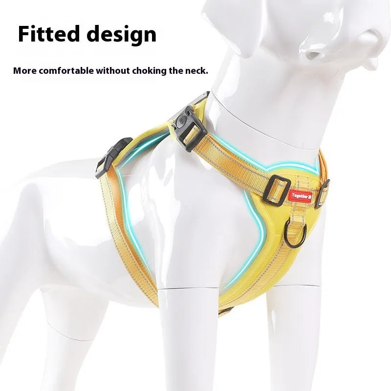 Polyester dog chest harness traction rope in multiple colours for sizes XS to XL